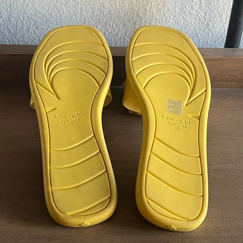 KATE SPADE Santana Flower Slide Sandal in Dandelion Yellow Size 9 NEW - Picture 9 of 9